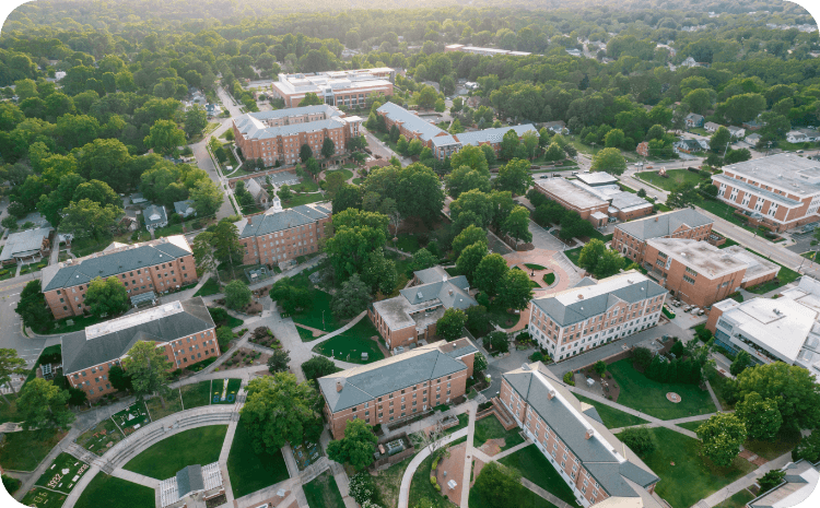 Aerial view of school campus