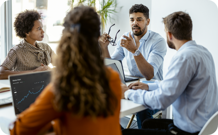 Attentive group of people in a small meeting