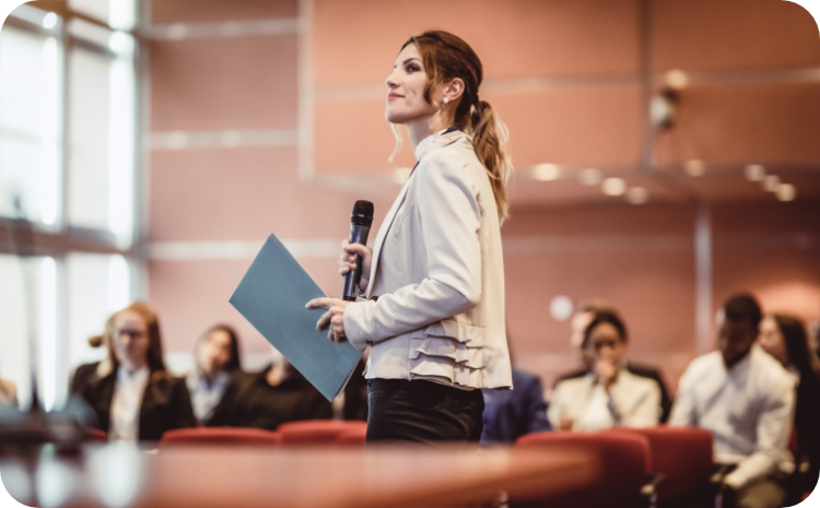 Speaker presenting at an event