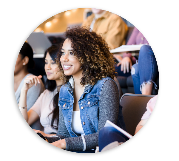 Engaged student in a lecture hall